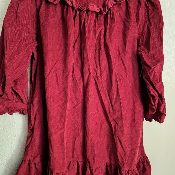 Red Ruffled Button-Up Shirt Dress - Picture 4 of 5